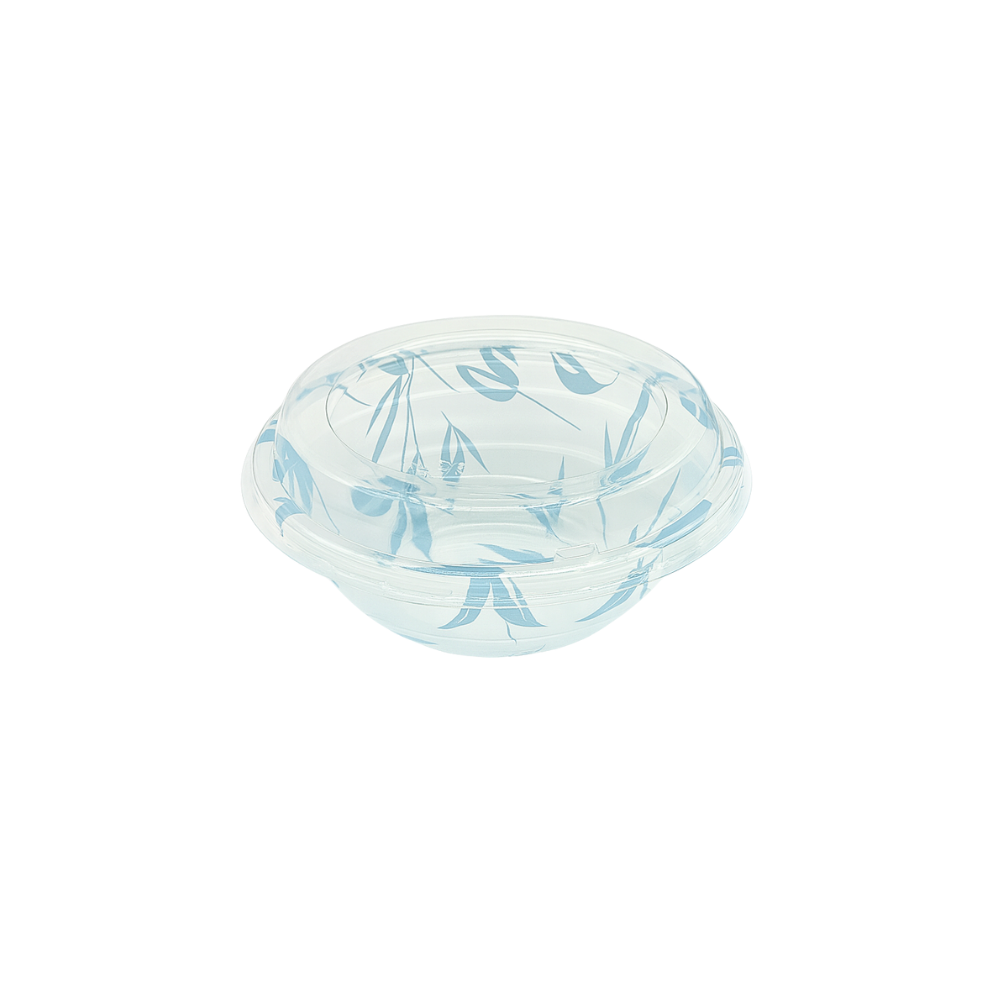HD-550ML | 18oz PP Blue Maple Donburi Bowl W/ PET Anti-Fog Clear Lid