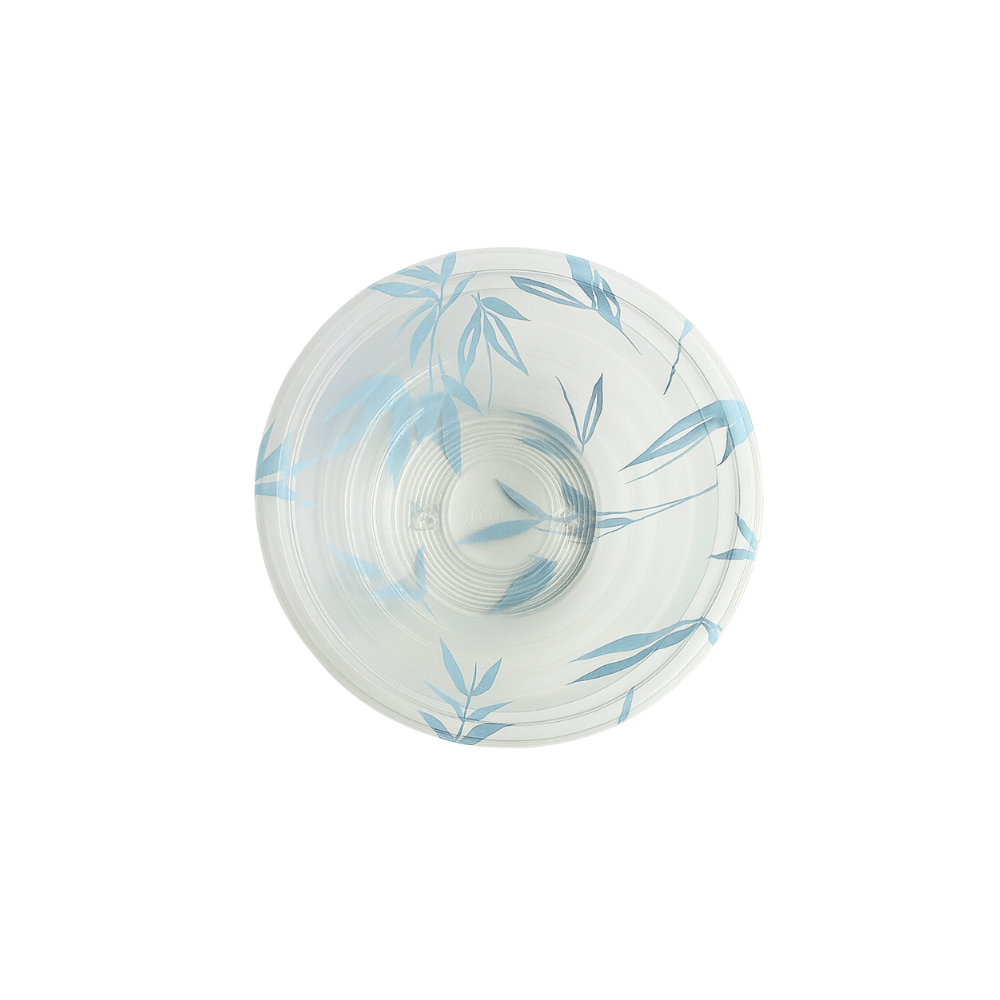 HD-550ML | 18oz PP Blue Maple Donburi Bowl W/ PET Anti-Fog Clear Lid - base top