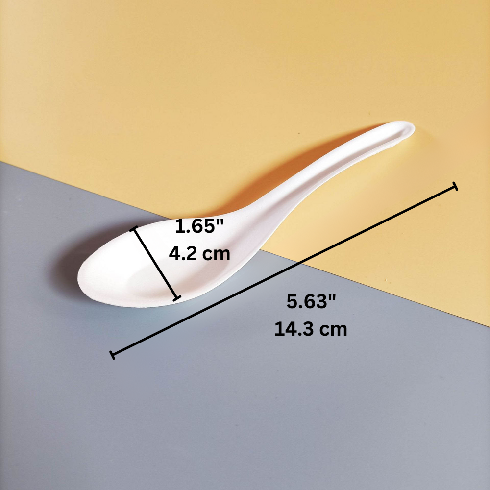 HD-CCS56 | 5.63" Compostable Sugarcane Asian Soup Spoon - size