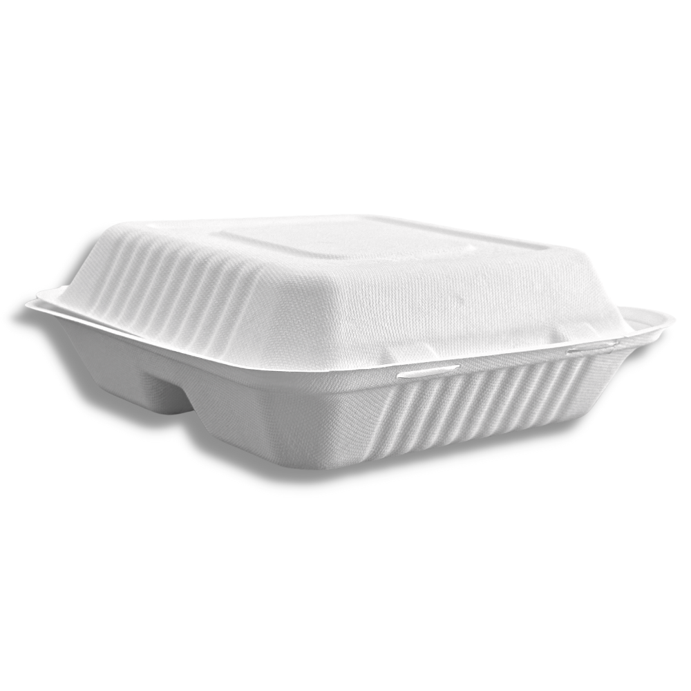 HD-CCS9-3 | Eco-friendly Sugarcane Square Food Container | 9x9x3" - 200 Pcs-diagonal