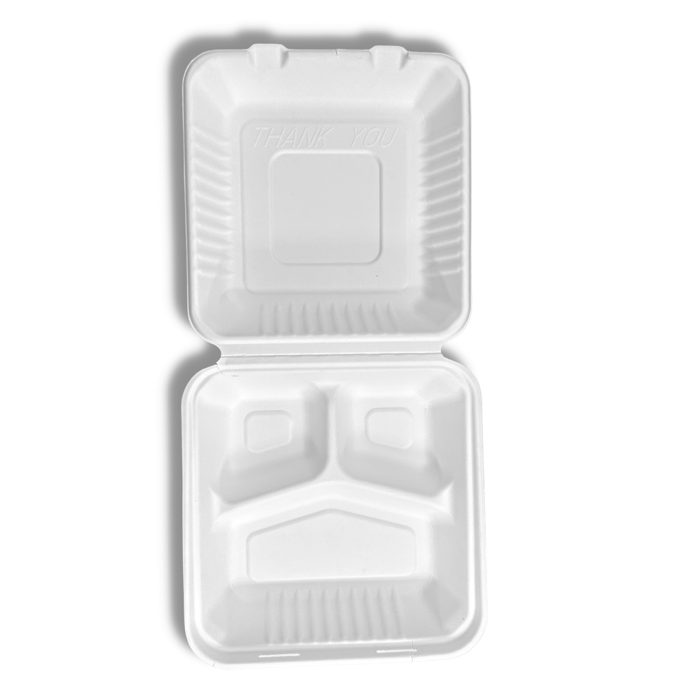 HD-CCS9-3 | Eco-friendly Sugarcane Square Food Container | 9x9x3" - 200 Pcs-inside