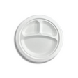 HD-CRP09-3 | 8.9" Sugarcane White Round Plate | 3 Compartment - 500 Pcs