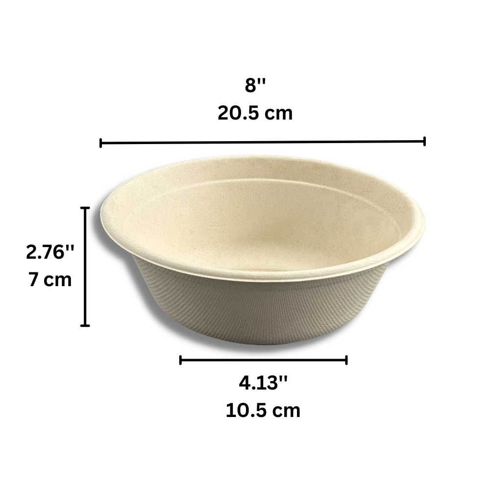 HD-CZB40 | 40oz Eco-Friendly Sugarcane Round Bowl (Base Only) - Size