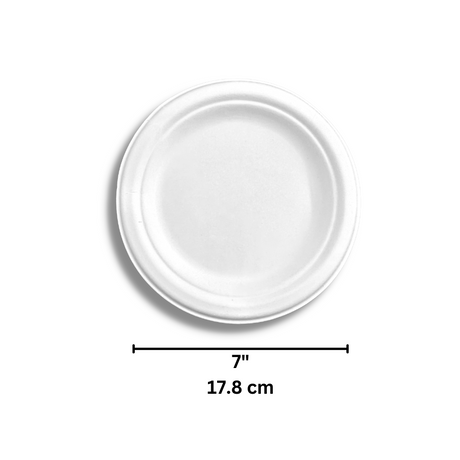 HD-RP07 | 7" Eco-Friendly Sugarcane White Plate - 1000 Pcs-size