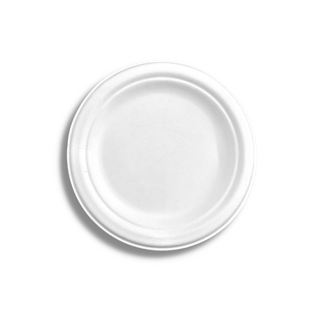 HD-RP07 | 7" Eco-Friendly Sugarcane White Plate - 1000 Pcs-top