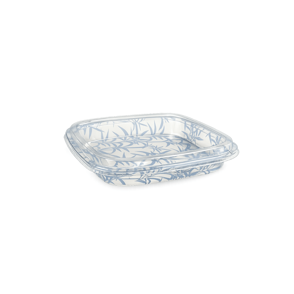 HD-SQ-11 | PET Square Blue Maple Sushi Tray w/Lid