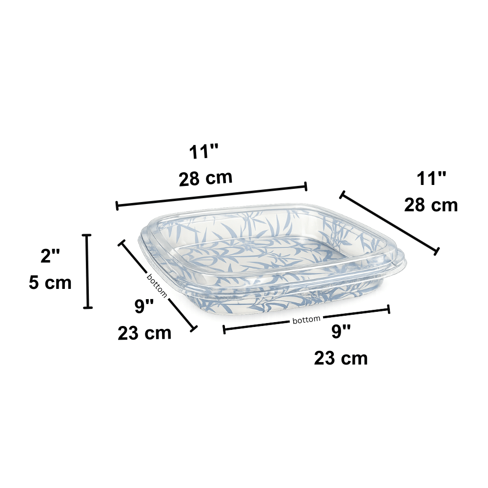 HD-SQ-11 | PET Square Blue Maple Sushi Tray w/Lid