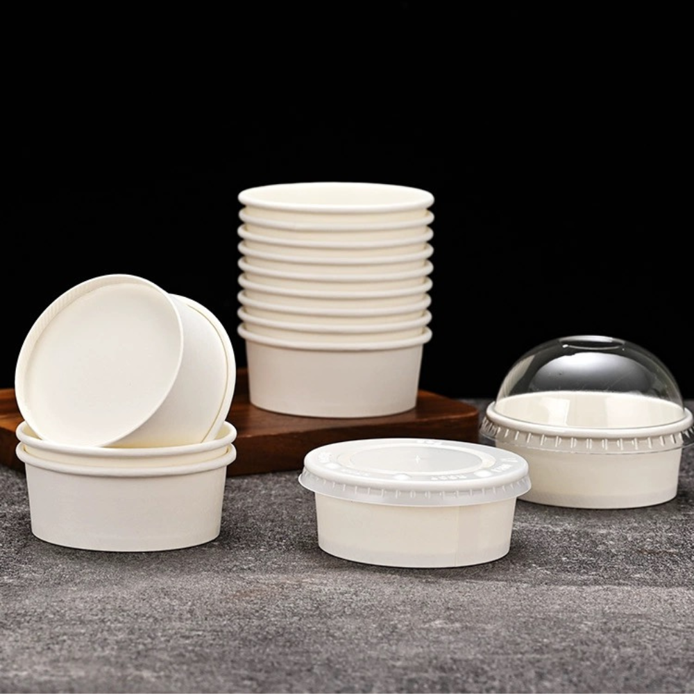 HD 10oz White Double Coating Paper Soup Cup | 115mm Top (Base Only) - with lid