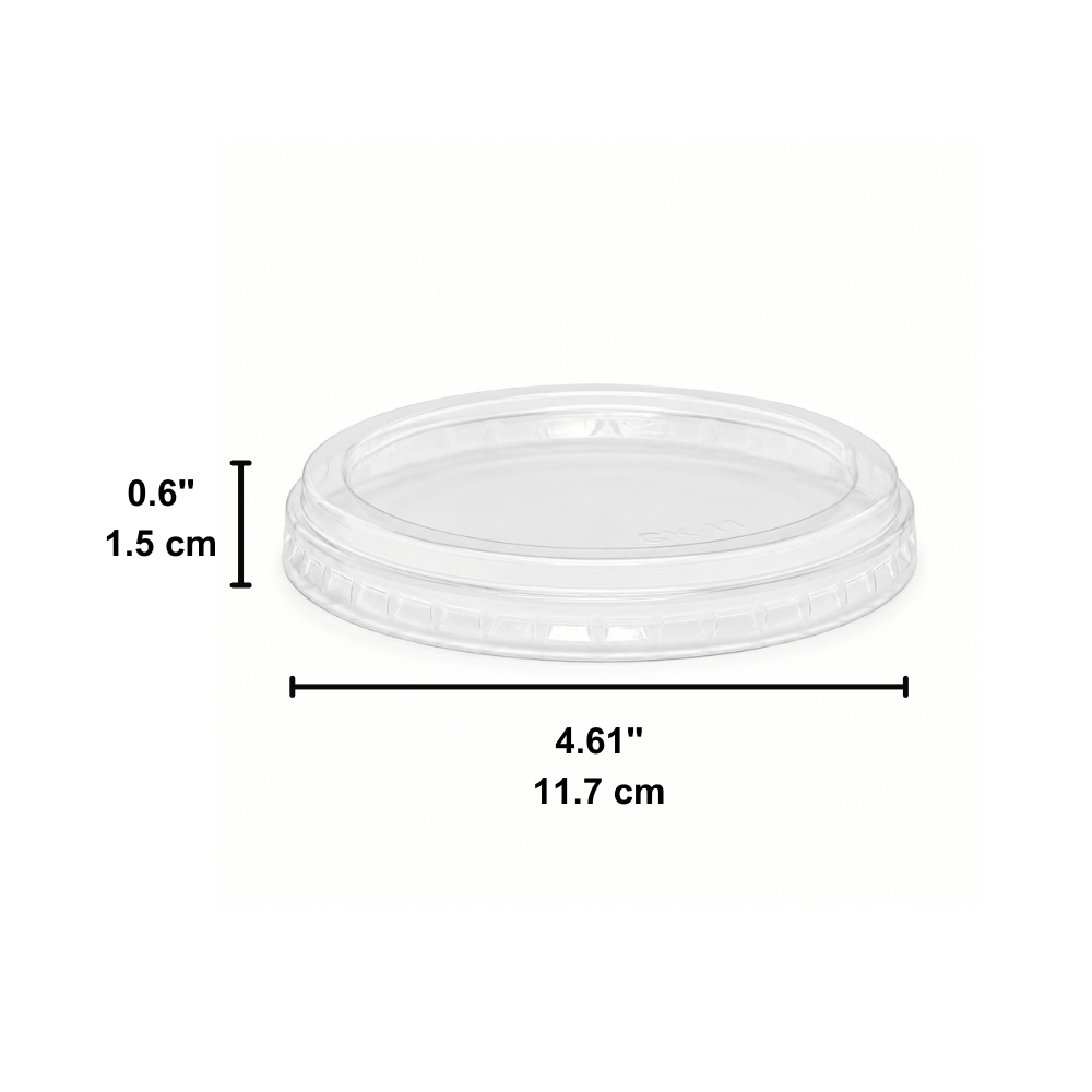 HD 117mm PET Clear Flat Lid | Fits 8–32oz Round Salad Containers - size