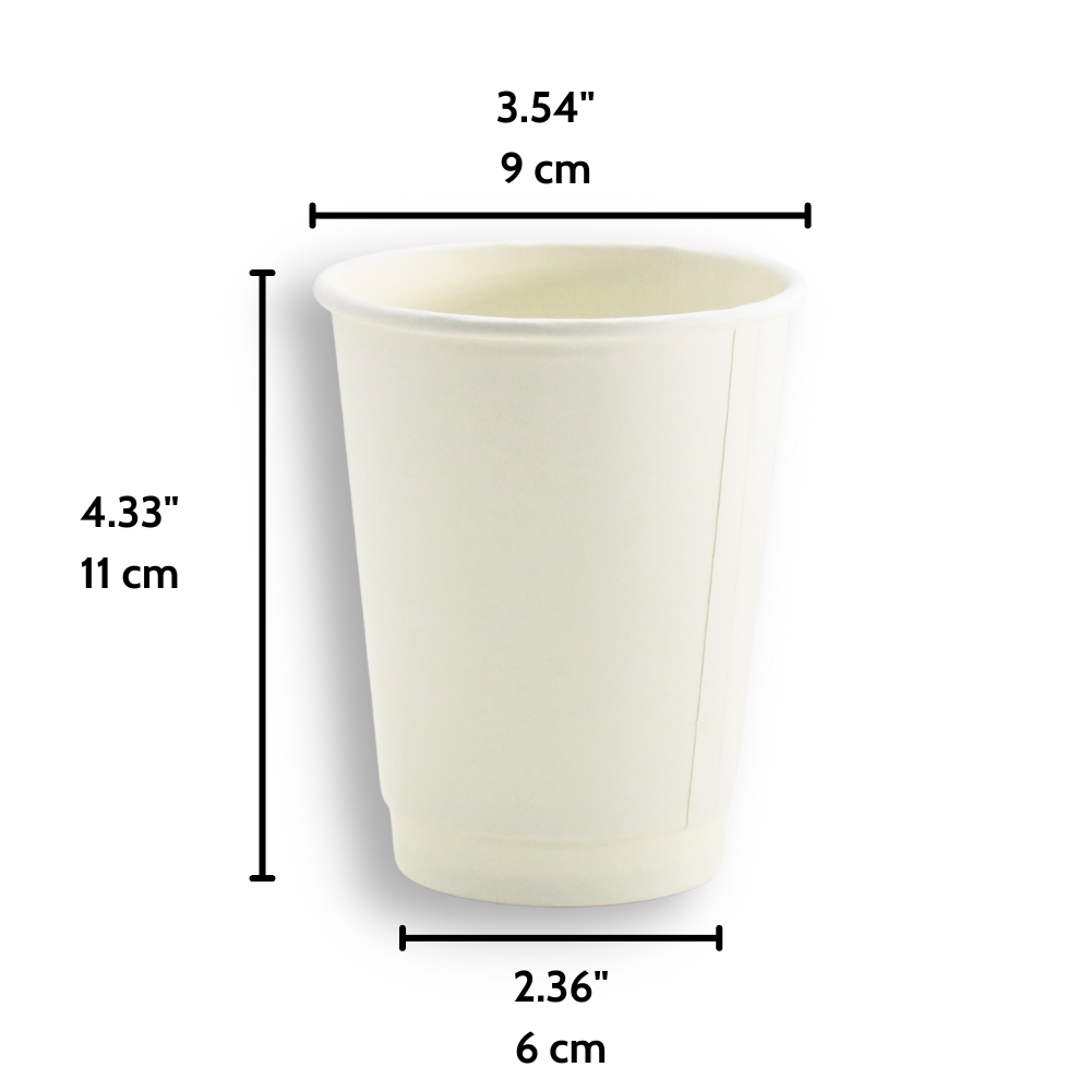 HD 12oz White Double Wall Paper Cup - size
