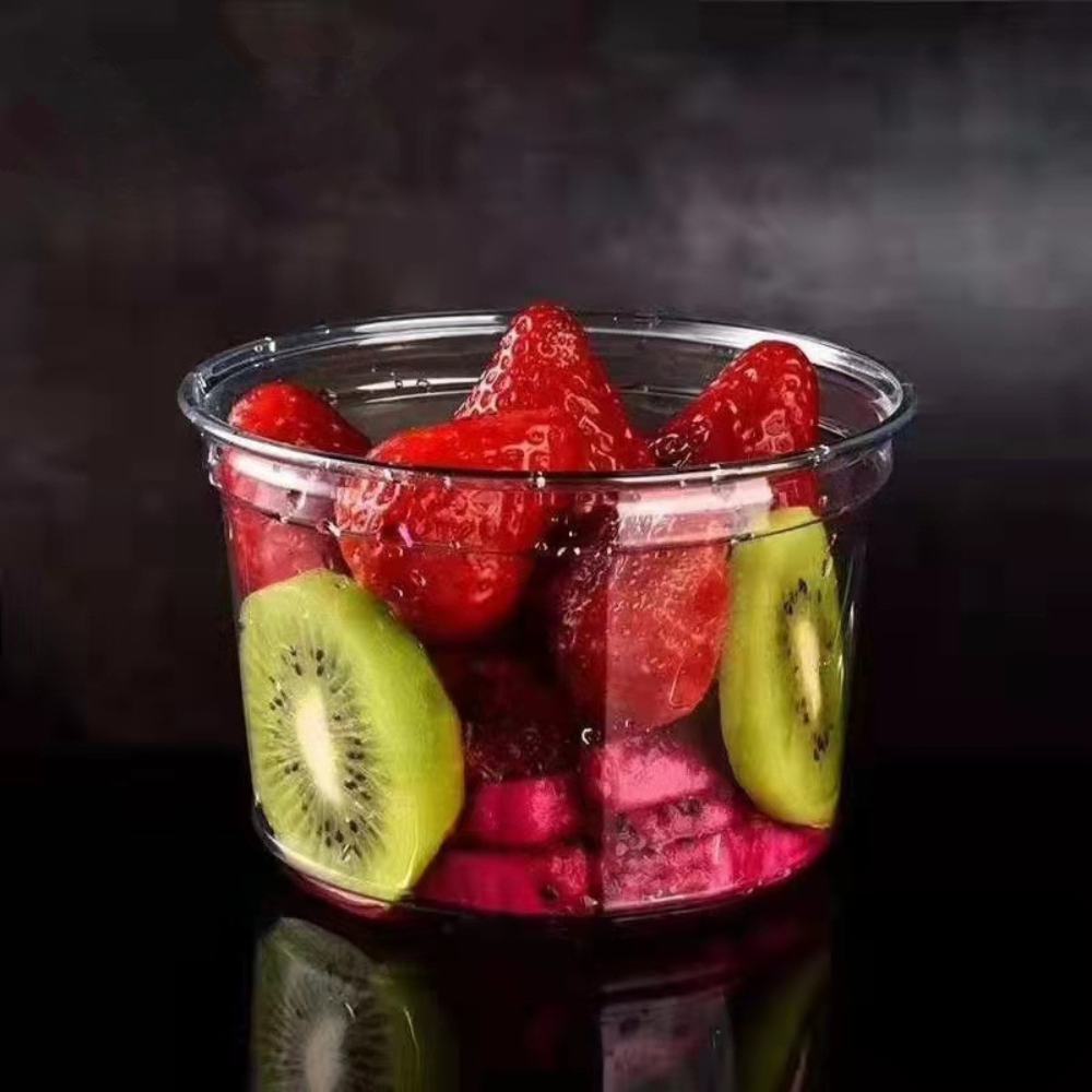 HD 16oz PET Clear Round Salad Container Dessert Cup | 117mm Top - 500 Pcs
