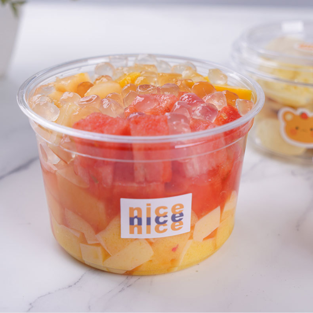 HD 16oz PET Clear Round Salad Container Dessert Cup | 117mm Top - Dessert Inside