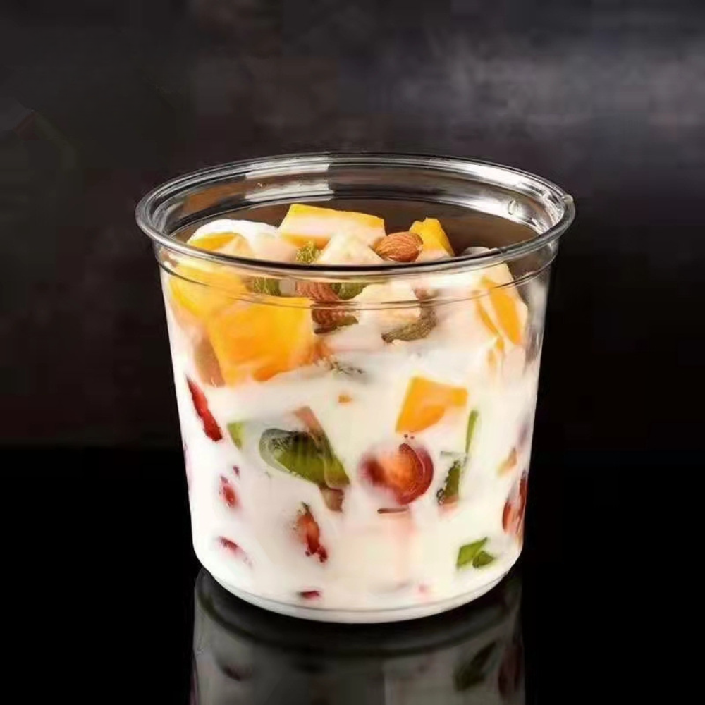 HD 24oz PET Clear Round Salad Container Dessert Cup | 117mm Top - 500 Pcs