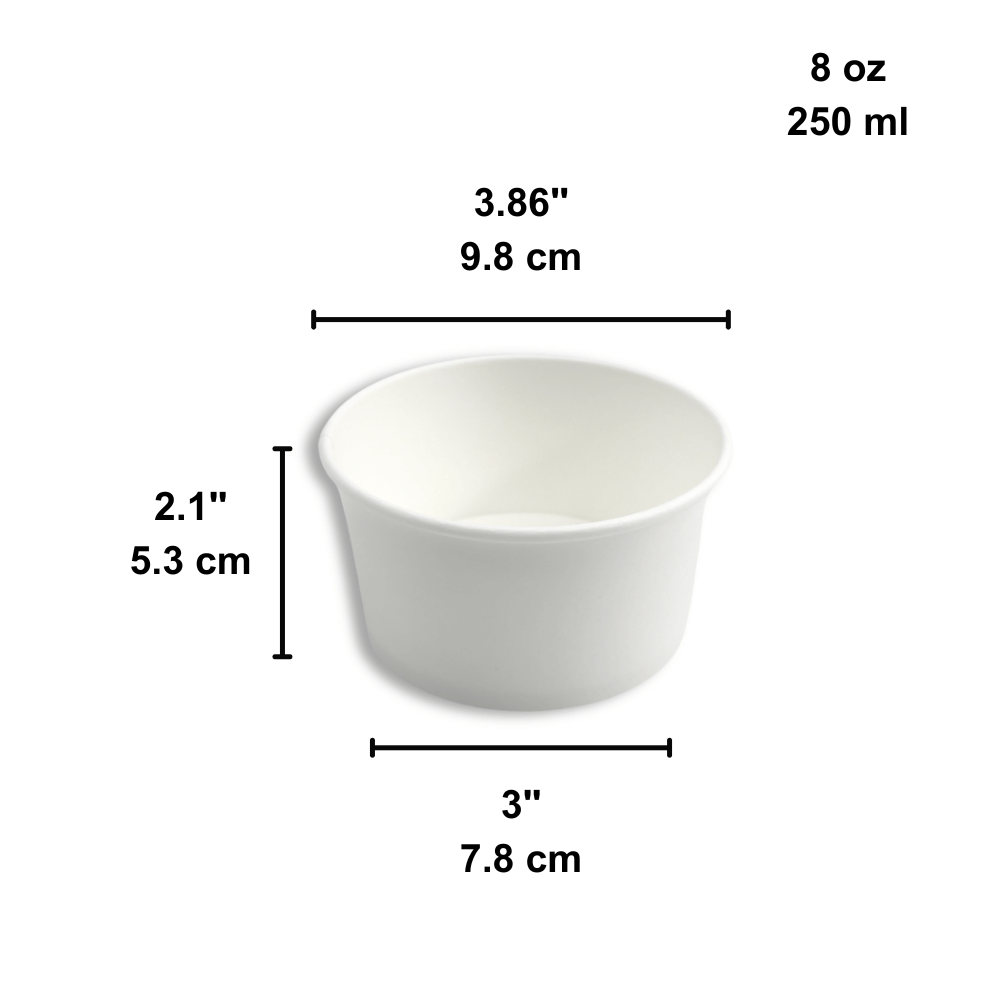 HD 8oz White Double Coating Paper Cup | 98mm Top (Base Only) - size
