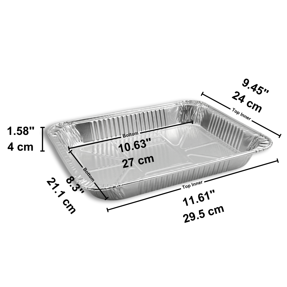 HD Half Size Steam Table Shallow Rectangular Aluminum Foil Container (Base Only)