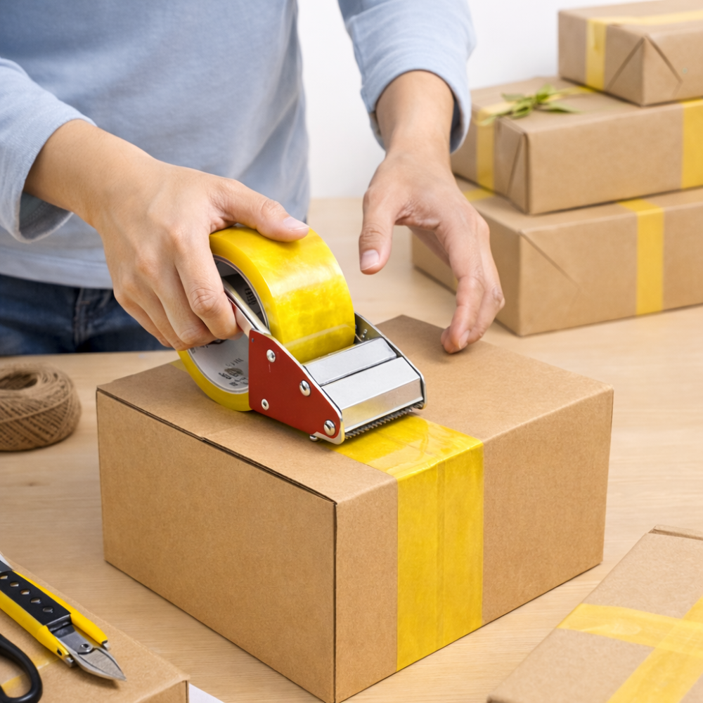 Heavy Duty Clear Packaging Tape | 1.75” x 110 Yards - in use