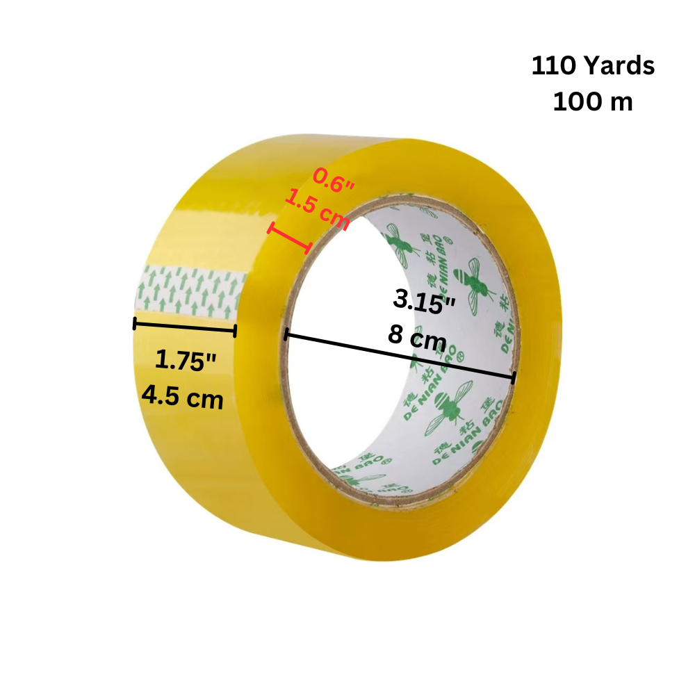 Heavy Duty Clear Packaging Tape | 1.75” x 110 Yards - size