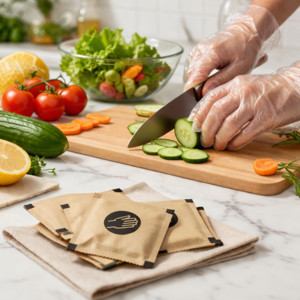 Individually Wrapped Disposable Plastic Food Service Gloves – 100pk Portable Hand Covers for Catering, Prep & Serving