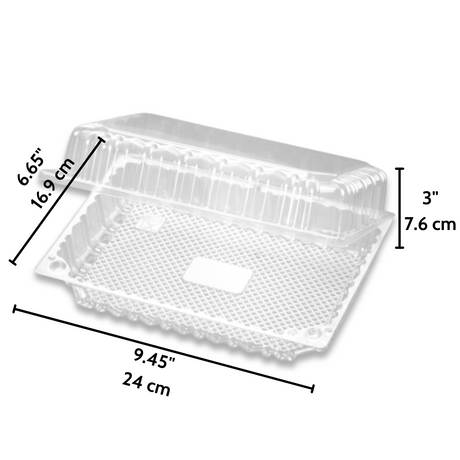 J052  Clear Rectangular Hinged Container  9.45x6.65x3 - Size