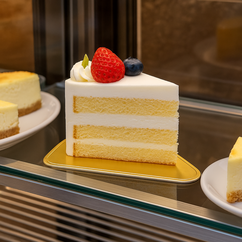 JK0003 | 5.1x1.5" Golden Triangular Cake Slice Paper Pad W/ Handle - with cake slice