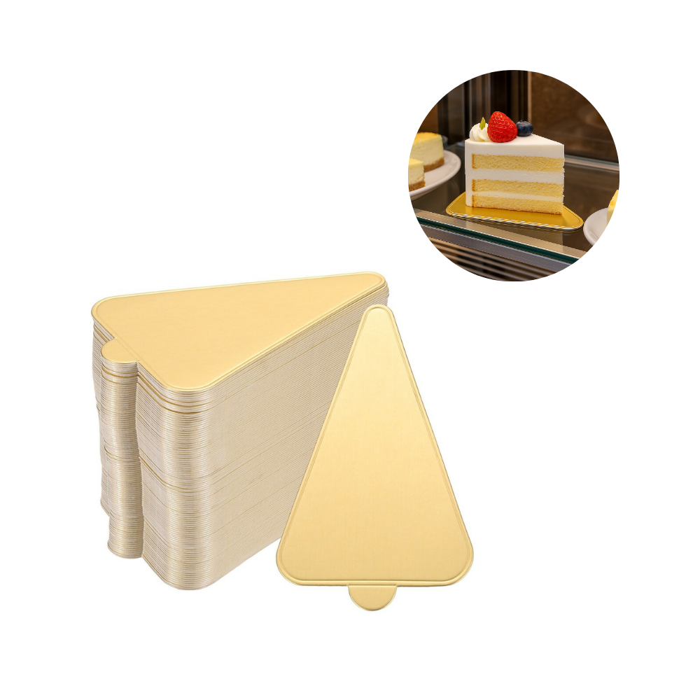 JK0003 | 5.1x1.5" Golden Triangular Cake Slice Paper Pad W/ Handle