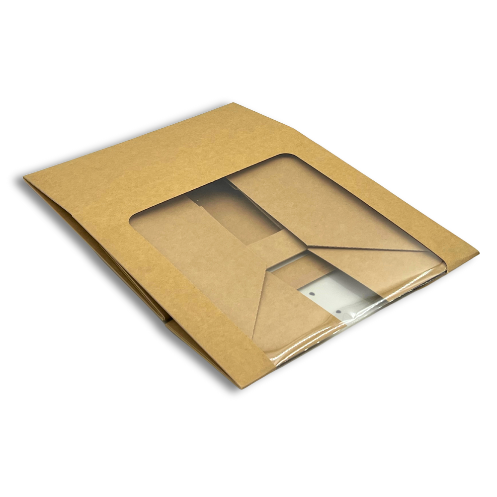 Kraft Square Cake Paper Box Pastry Box W/ Window | 9x9x3.75" - unfolded