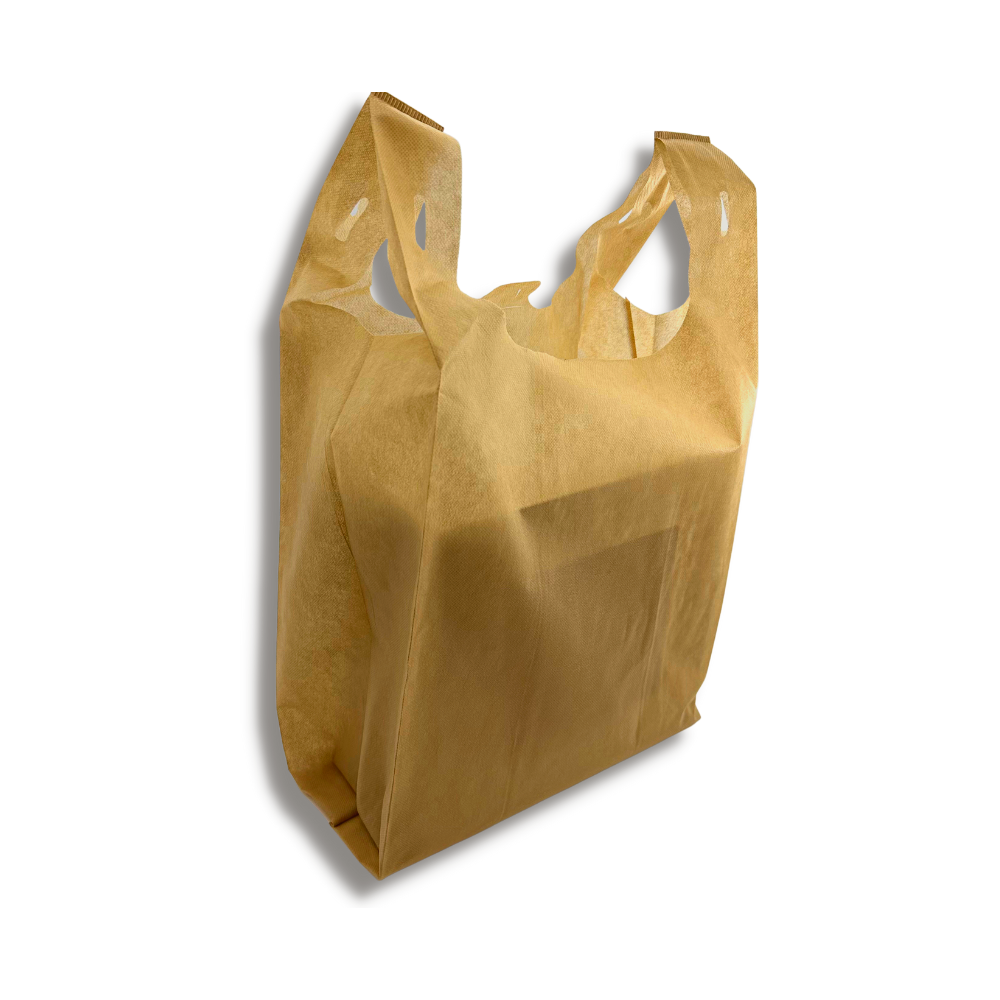 Large Reusable Brown Non-Woven T-Shirt Bag |12x7x23"-with container