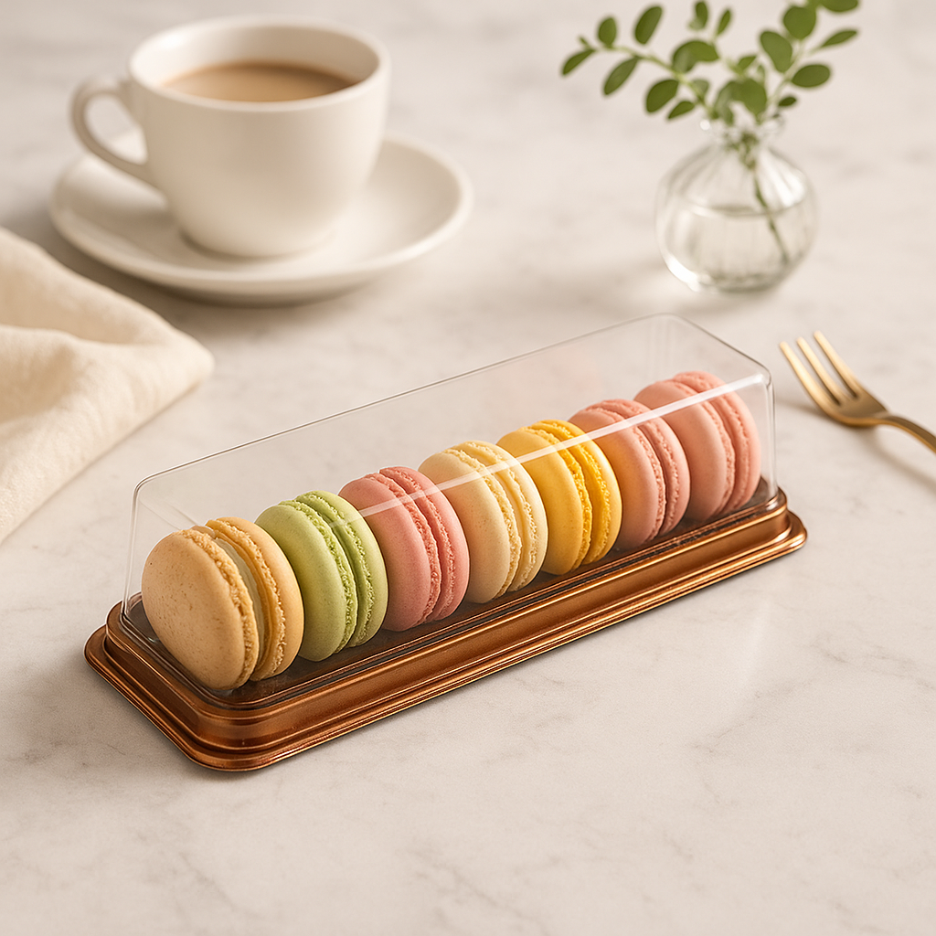 Macaron PET Clear Rectangular Box W/ Lid 6.5x1.57x1.77"