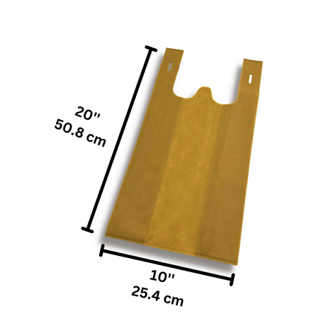 Medium Reusable Brown Non-Woven T-Shirt Bag | 10x6.5x20"-size