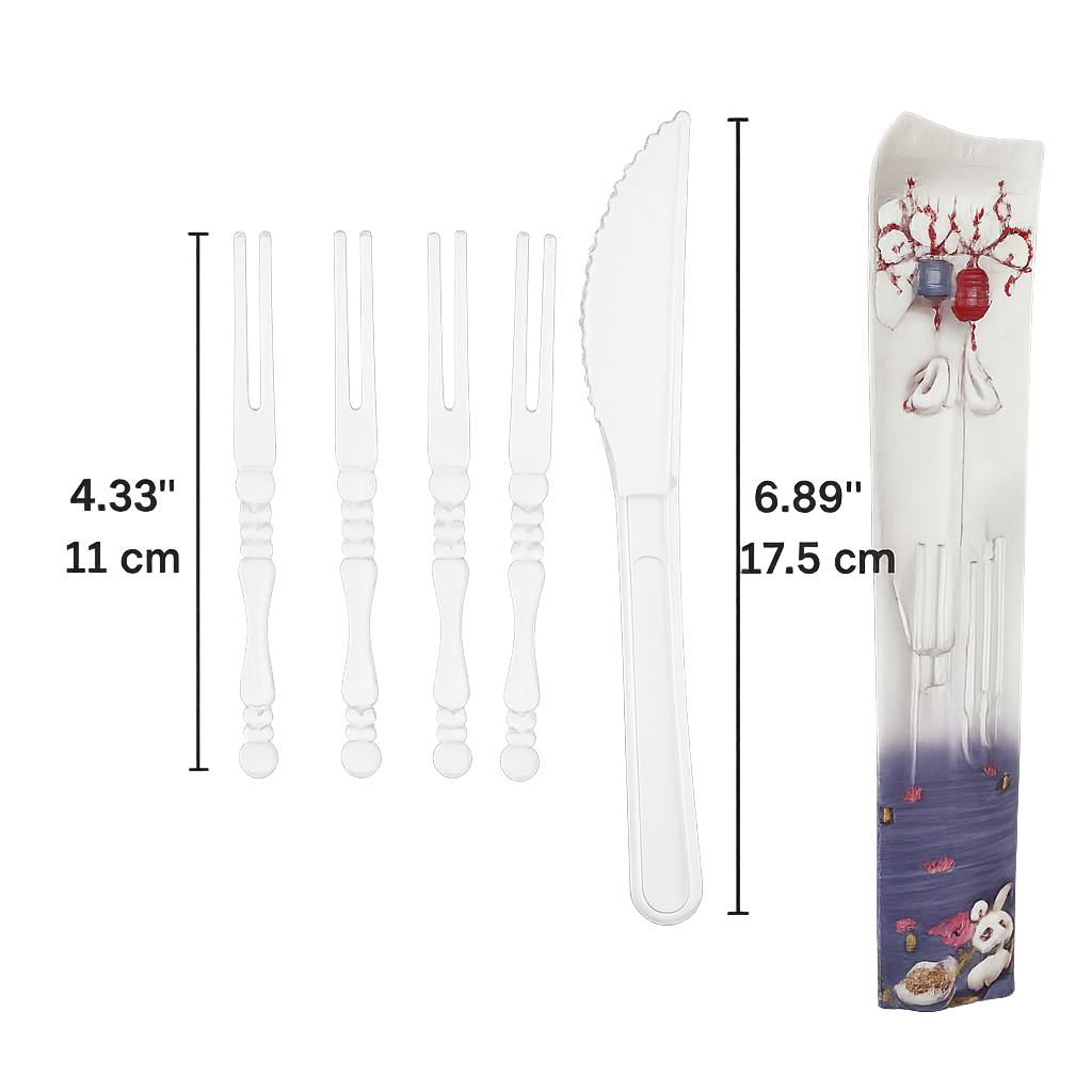 Mooncake Plastic Tableware Set | 1 Knife & 4 Forks