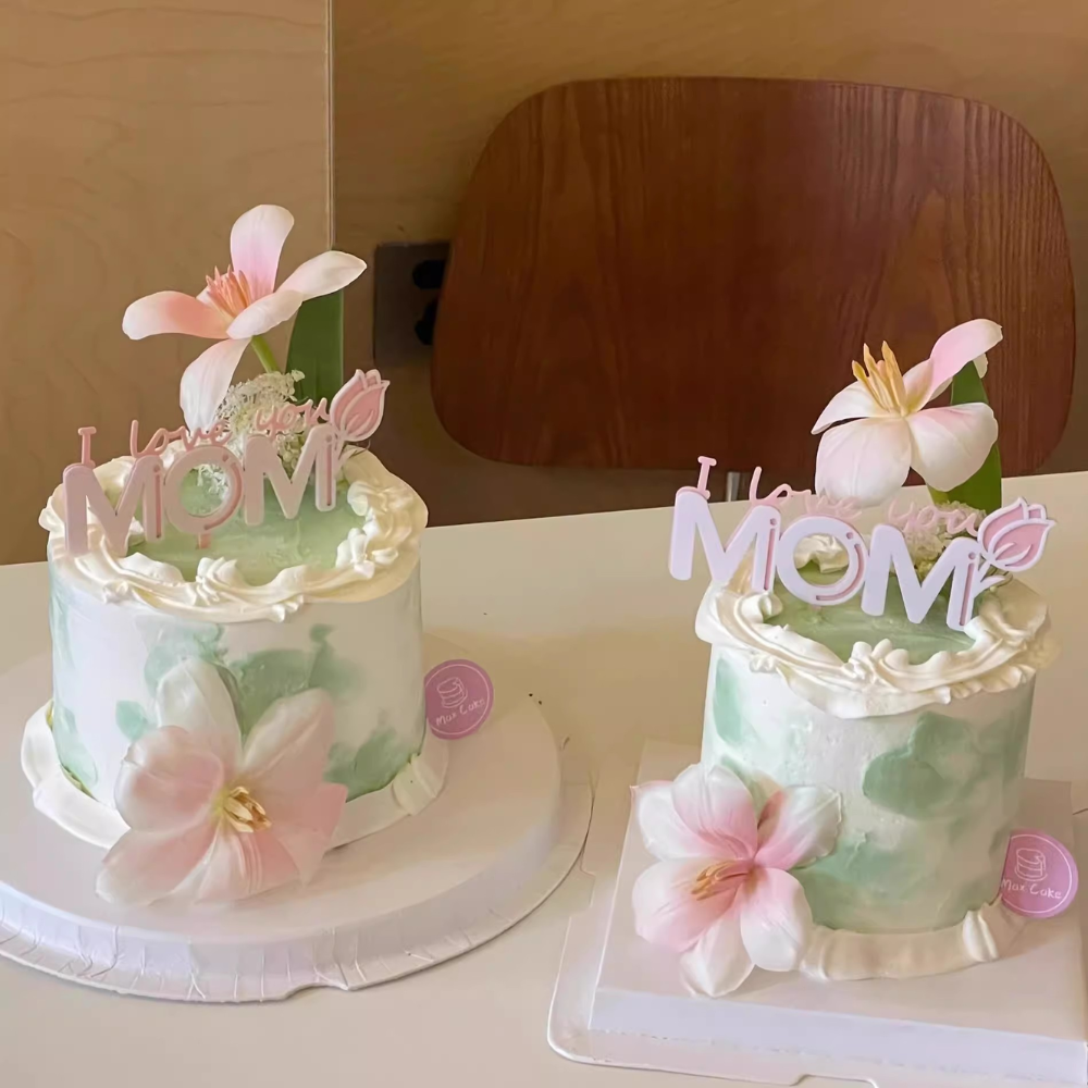 Mother's Day Cake Topper Decoration | I Love You Mom - on cake