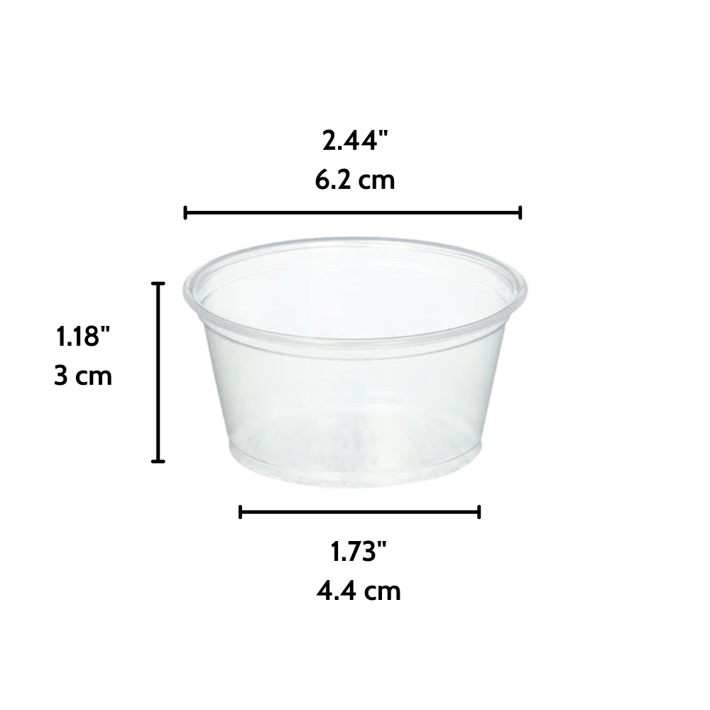 Gobelet à sauce transparent XT 2 oz en PP | Dessus de 62 mm (base uniquement) - 2 500 pièces
