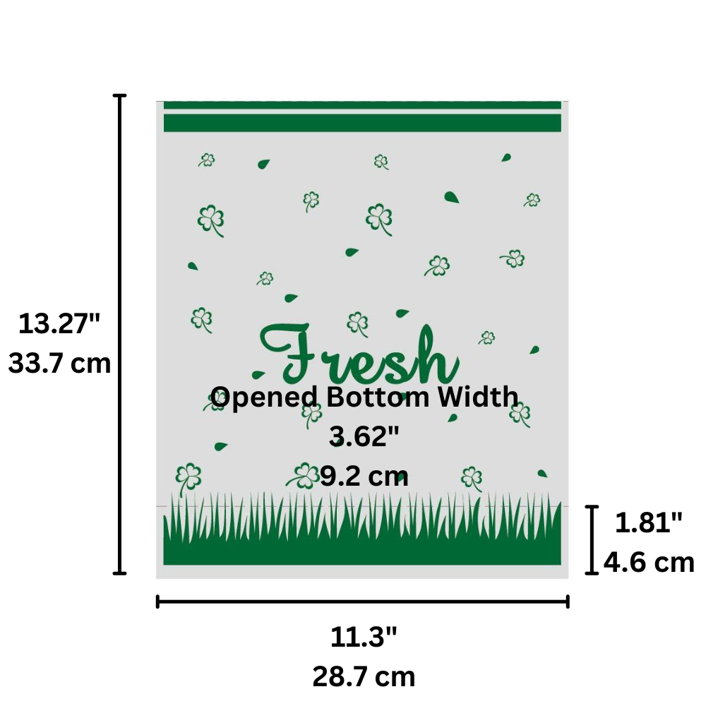 OPP Green Stand Up Bakery Bag Cello Treat Bag | 11.3x3.62x13.27" - size