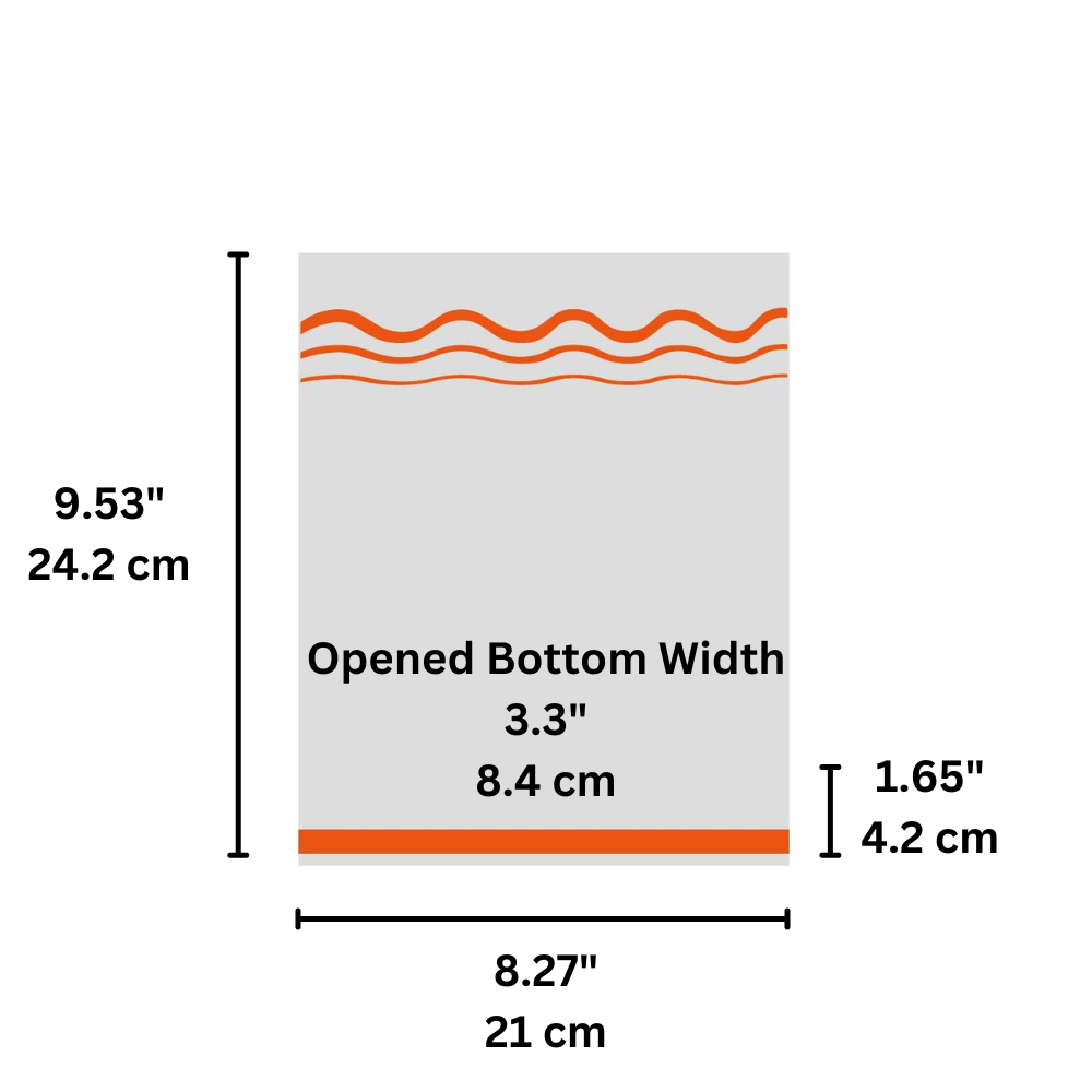 OPP Orange Stand Up Bakery Bag Sac de friandises pour violoncelle | 8,27x3,3x9,53" - 5000 pièces