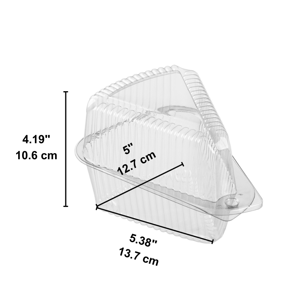 PAR503230 | 5" Extra Deep Dome Hinged Clear Pie/ Cake Slice Container-size