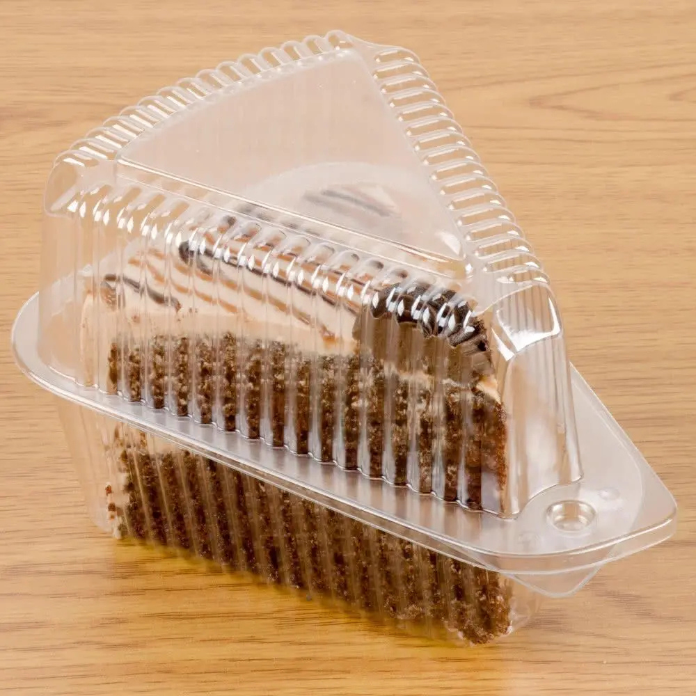 PAR503230 | 5" Extra Deep Dome Hinged Clear Pie/ Cake Slice Container-with cake