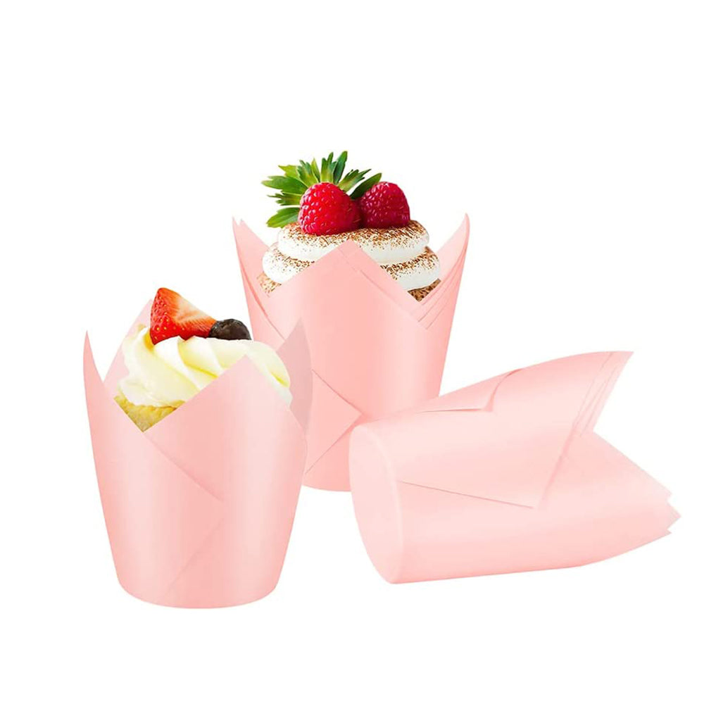 6" Pink Tulip Cupcake Baking Cup Muffin Liner Holder