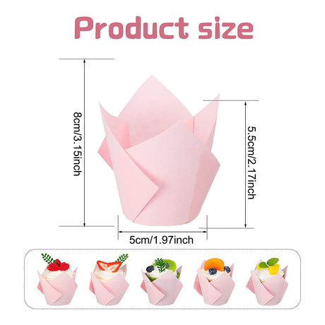 6" Pink Tulip Cupcake Baking Cup Muffin Liner Holder