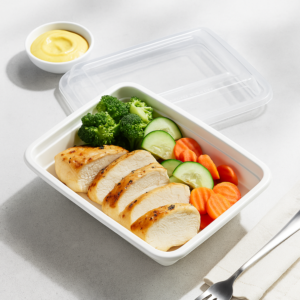 RE-16 | HD 16oz Microwaveable PP White Rectangular Container W/ Lid