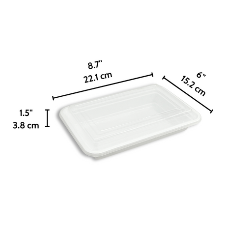 RE-28 | HD 28oz Microwaveable PP White Rectangular Container W/ Lid