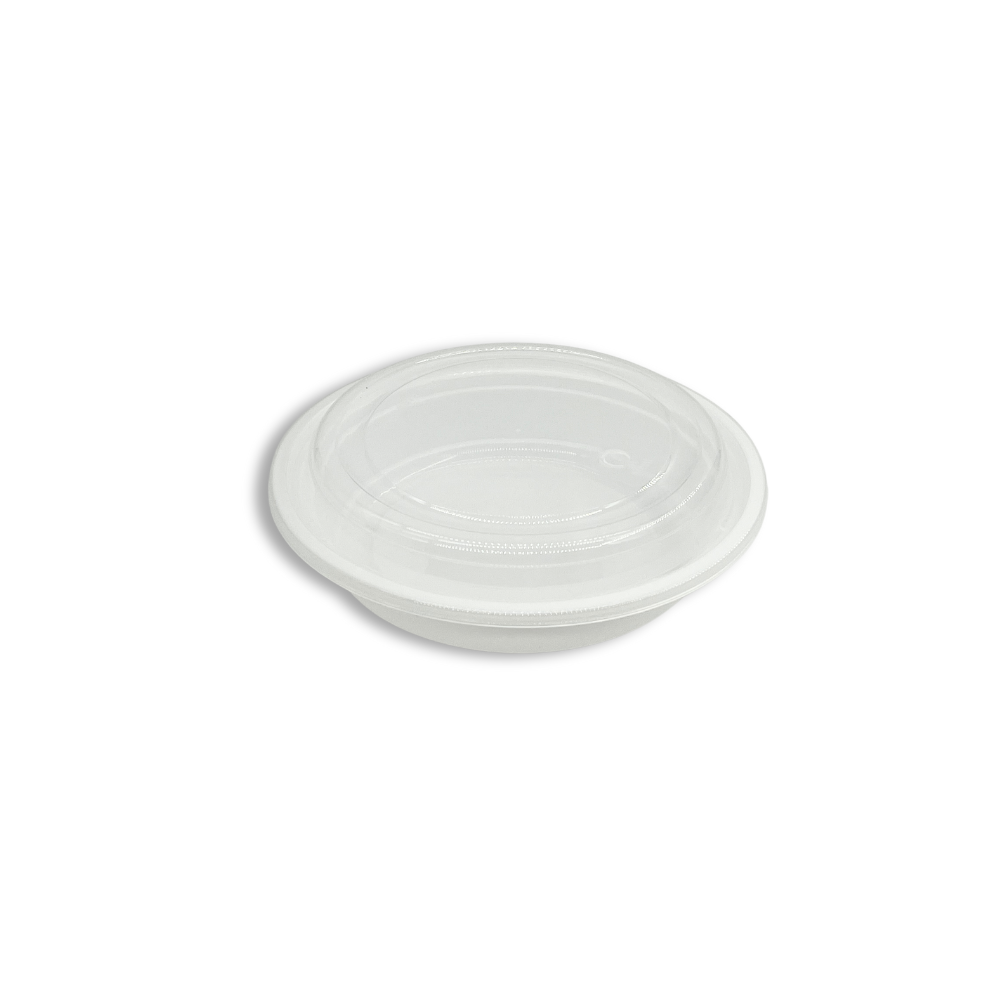 RO-24 | HD 24oz Microwaveable PP White Round Container W/ Vent Lid