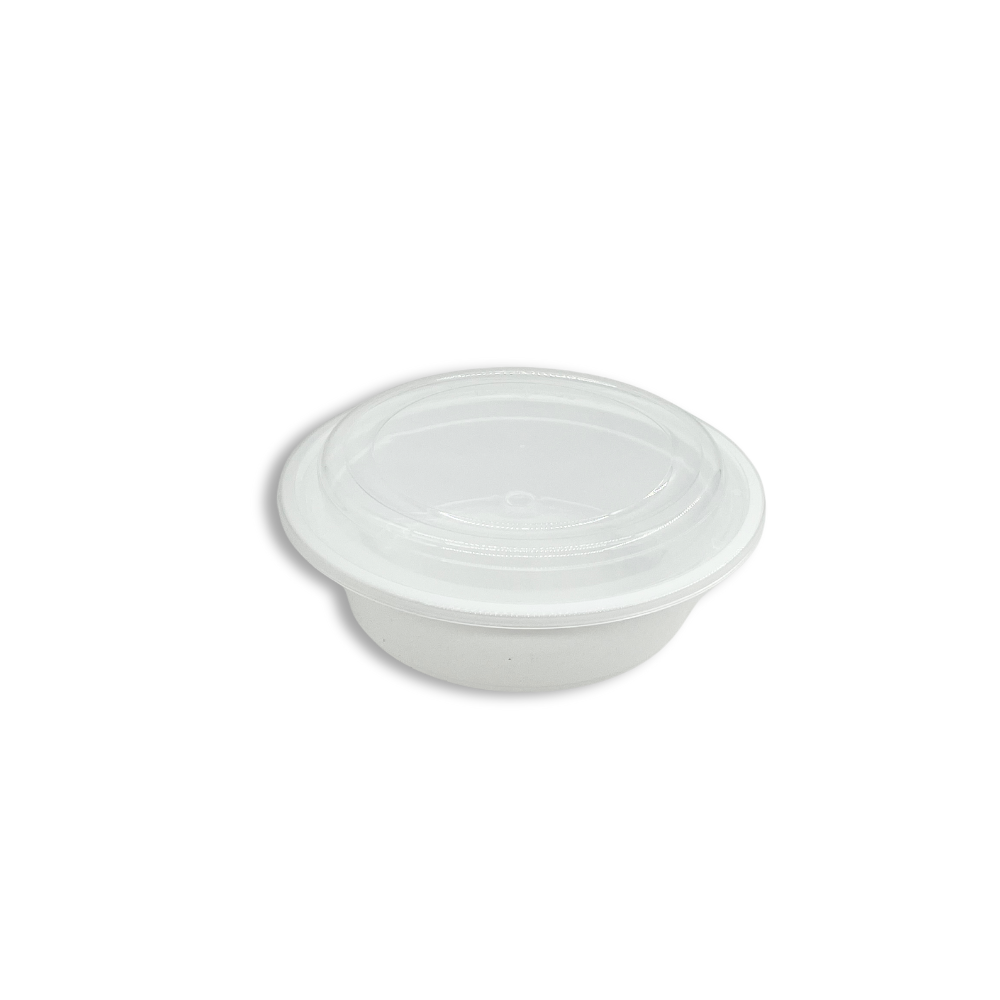 RO-32 | Récipient rond blanc PP micro-ondable HD 32 oz avec couvercle d'aération - 150 ensembles