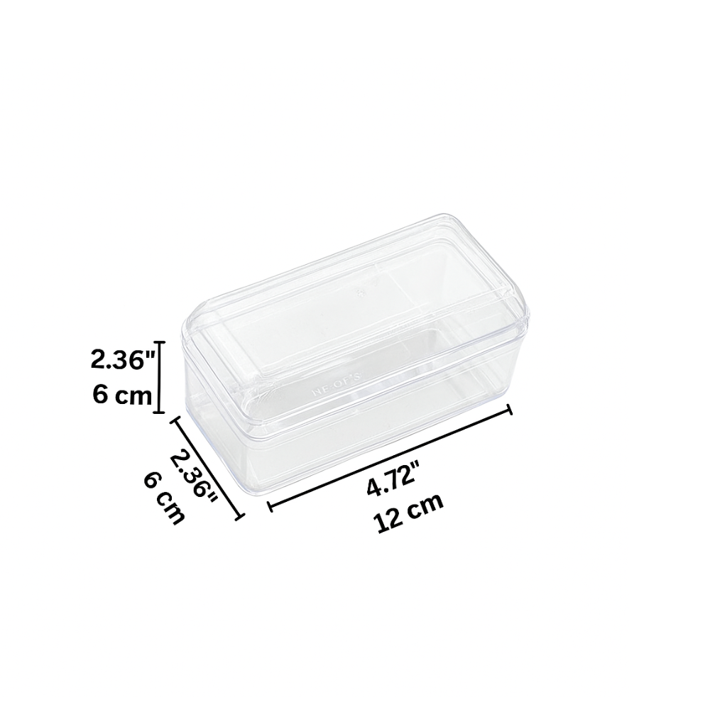 Rectangular Clear Cake Container W/ Lid | 4.72x2.36x2.36" - size