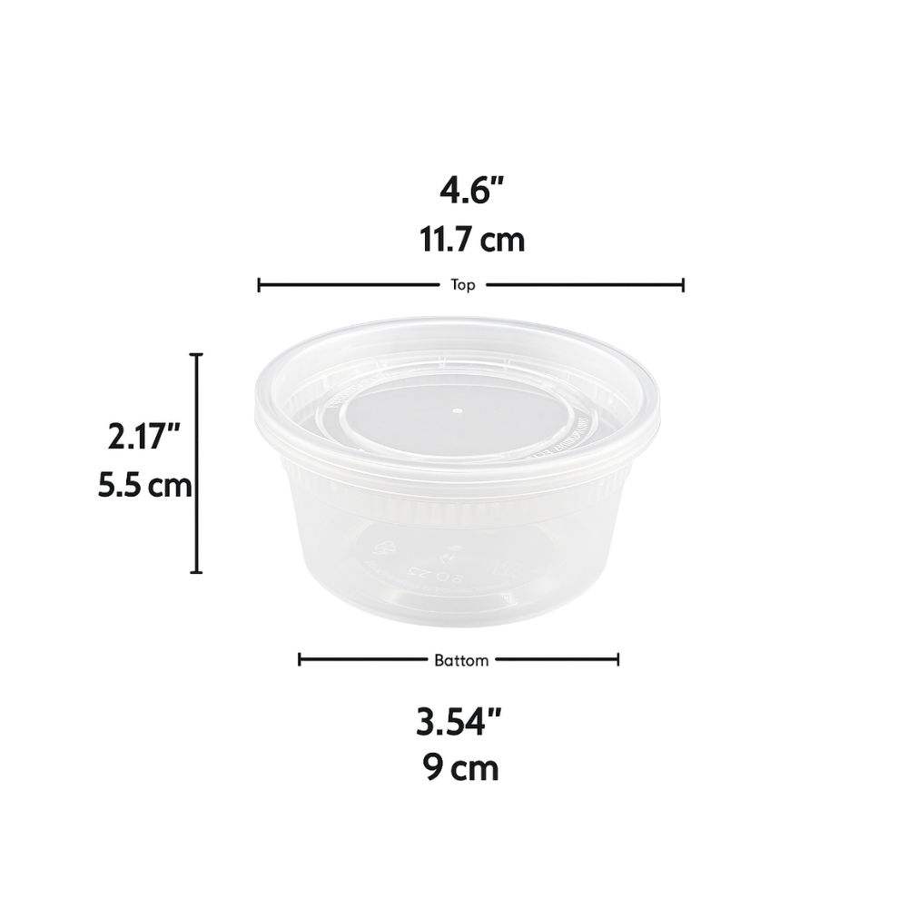 SC-12 | HD 12oz Microwaveable PP Heavy Duty Leak-resistant Translucent Deli Container W/ Lid - size