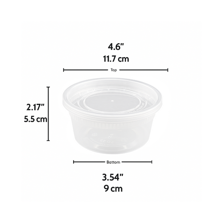 SC-12 | HD 12oz Microwaveable PP Heavy Duty Leak-resistant Translucent Deli Container W/ Lid - size