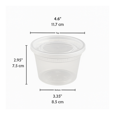 SC-16  HD 16oz Microwaveable PP Heavy Duty Leak-resistant Translucent Deli Container W Lid (No Hole) - size