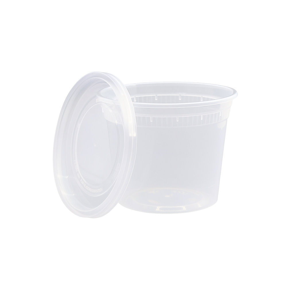 SC-20 | HD 20oz Microwaveable PP Heavy Duty Leak-resistant Translucent Deli Container W/ Lid - open