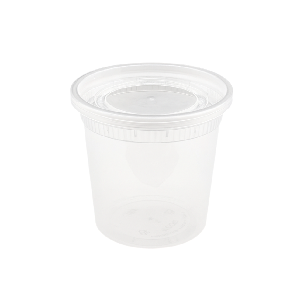 SC-24 | HD 24oz Microwaveable PP Heavy Duty Leak-resistant Translucent Deli Container W/ Lid - 250 Sets