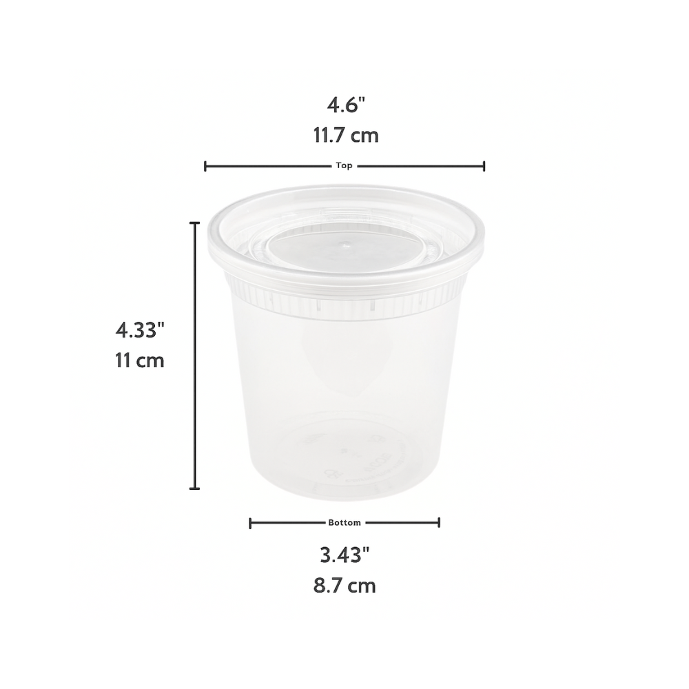 SC-24 | HD 24oz Microwaveable PP Heavy Duty Leak-resistant Translucent Deli Container W/ Lid - size