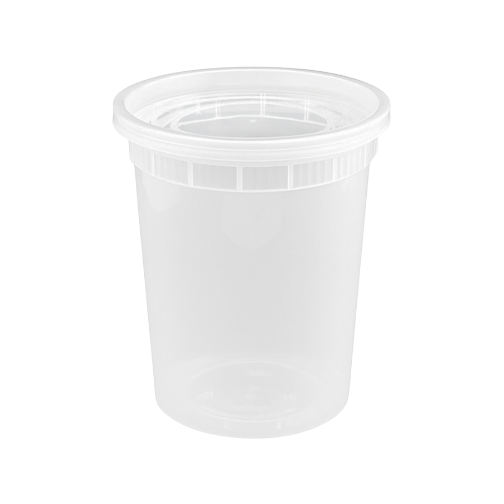 SC-32 | HD 32oz Microwaveable PP Heavy Duty Leak-resistant Translucent Deli Container W/ Lid - 250 Sets
